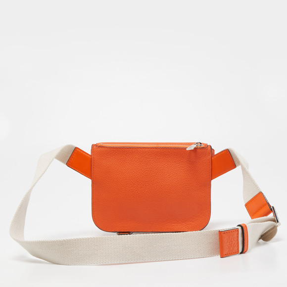 LOEWE Orange/Beige Grained Leather Military Belt Bag - Picture 4 of 8